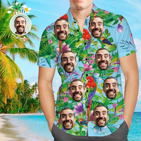 Custom Pet Face Pineapple Hawaiian Shirt For Men - VinCo Hawaiian Shirts