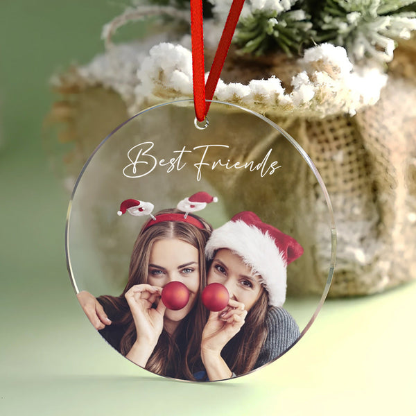 Personalized Photo Christmas Ornament with Text Christmas Gifts for Friends or Family - Myphotomugs