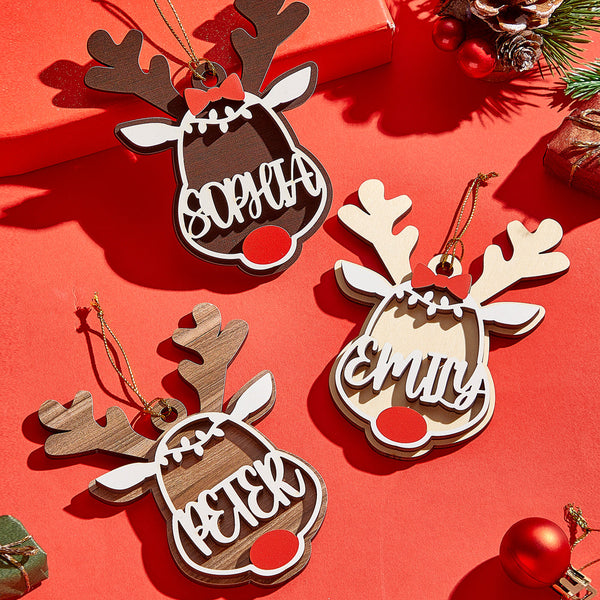 Personalized Reindeer Ornament with Name Christmas Tree Decorations Gift - Myphotomugs