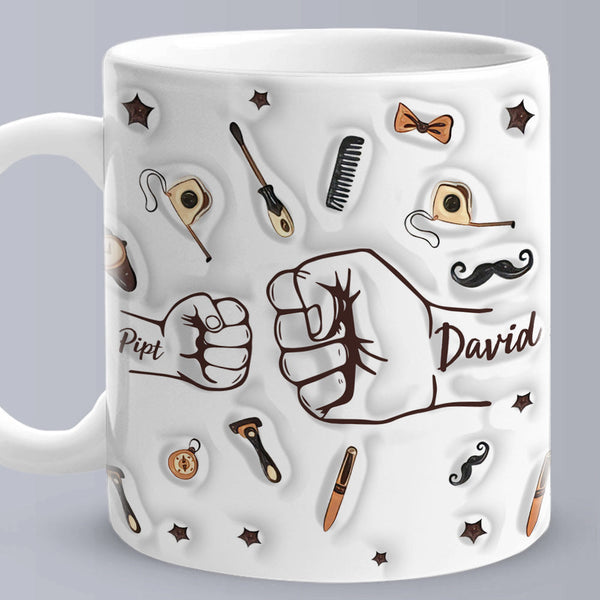 Father Hand Mug Personalized Dad Fist Mug Custom Dad Fist Mug Fathers Day Gifts - Myphotomugs