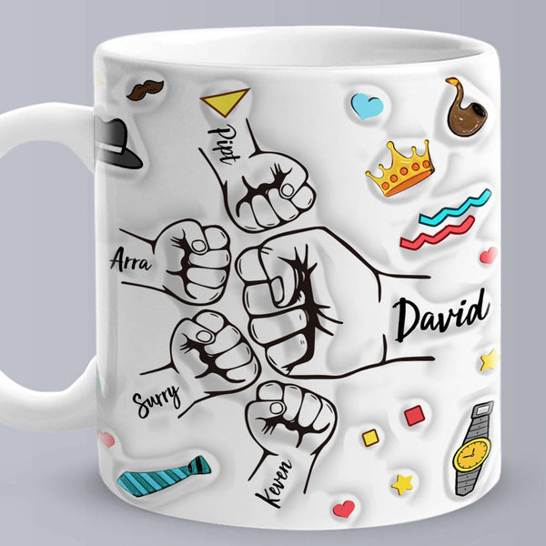 Personalized Dad Fist Mug Best Daddy Ever Mug Name Coffee Mugs for Dad - Myphotomugs