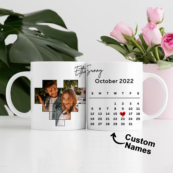 Custom Photo Personalized Calendar and Spotify Code Printed Coffee Mug Gifts for Him - Myphotomugs