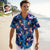 Custom Face Hawaiian Shirt Blue Leaf Flamingo Photo Hawaiian Shirt