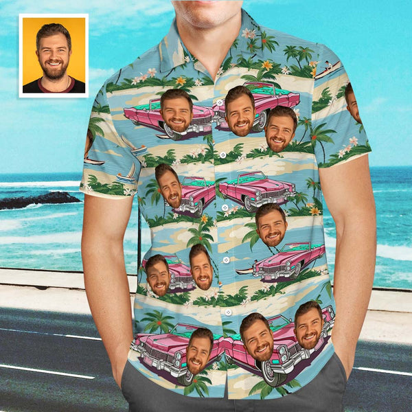 Custom Photo Vintage Car Shirt Custom Unisex Hawaiian Shirt Custom Face Hawaiian Shirt - Myphotomugs