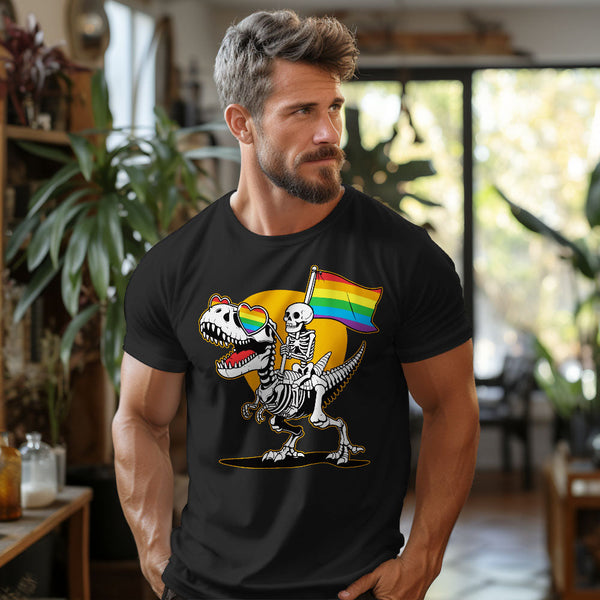 LGBT Skeleton Shirt Gay Skeleton Shirt Skeleton Pride Shirt Dinosaur Pride Tshirt - Myphotomugs