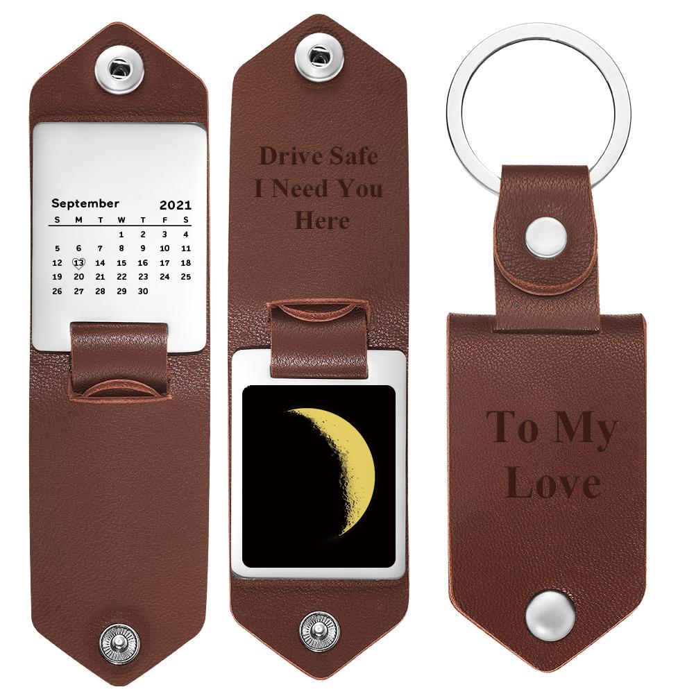 Custom Keychain Moon Phase Keychain Custom Date Keyring - Myphotomugs