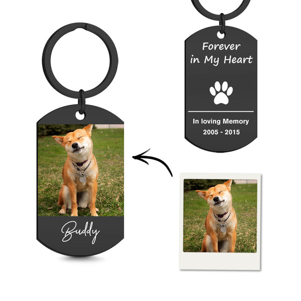 Custom Pet Keychain Personalized Pet Photo Keychain Pet Memorial Gift - Myphotomugs