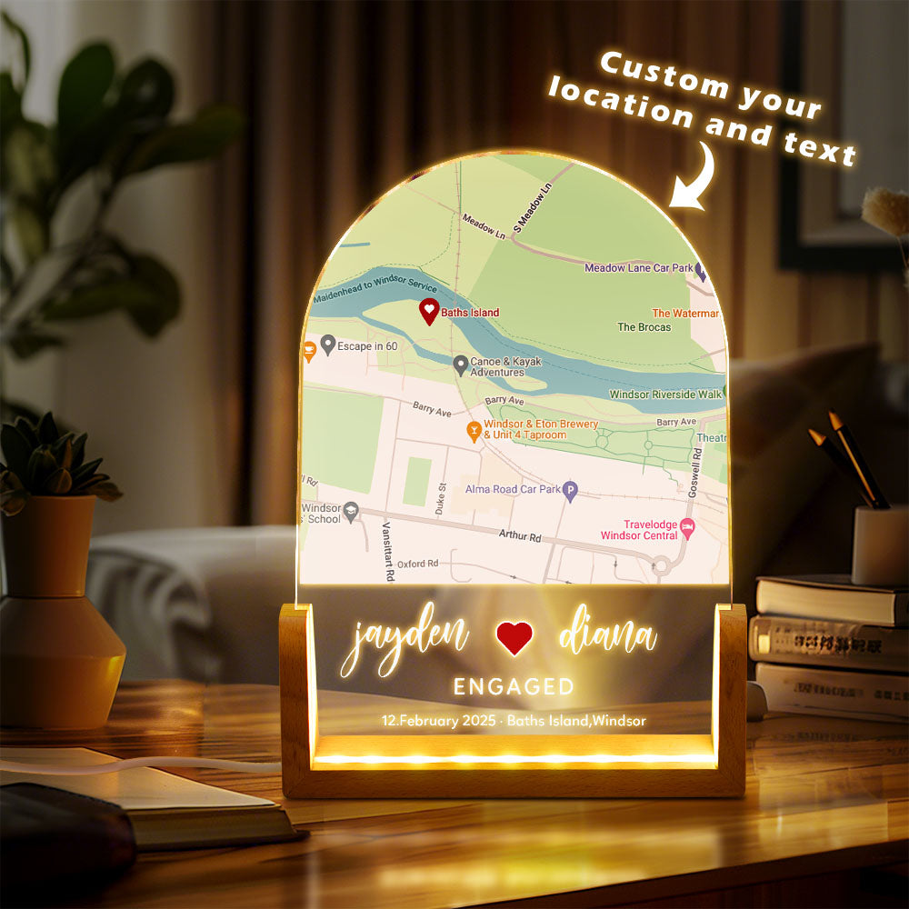 Custom Map Lamp  Custom Location Night Light Photo Night Light Gifts for Her - Myphotomugs