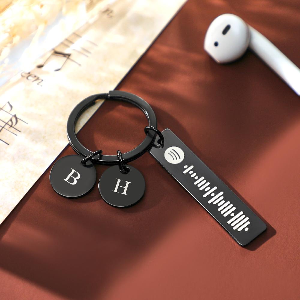 Scannable Spotify Code Keychain With Engraved Circle Pendant Custom Music  Song Keychain Gift