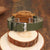 Men's Engraved Bamboo Photo Watch Dark Green Leather Strap 45mm