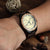 Men's Engraved Wooden Photo Watch Brown Leather Strap 45mm - photowatch