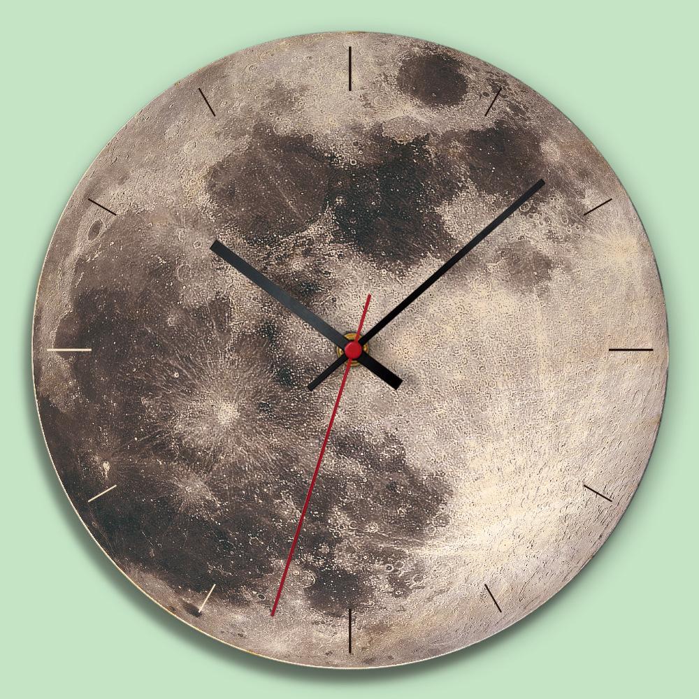 Creative Clock Moon Shape Simple Home Mute Wall Clock Gift